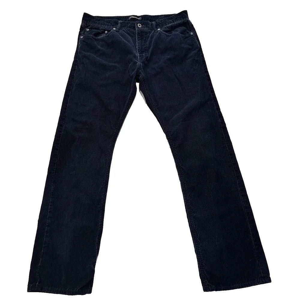 Banana Republic Mens‎ Dark Blue Corduroy Pima Cotton Straight Pants Size 35x32
